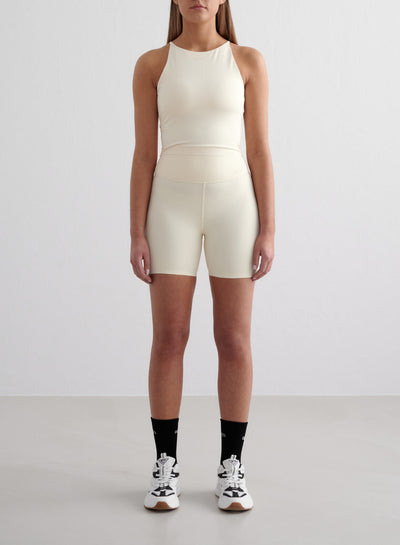 Almond White Sense Midi Biker Shorts