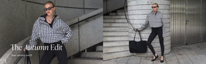 Malli pukeutuneena Pepita Waterproof Anorakiin ja Black Sense Stirrup Tights -housuihin, stailattuna aurinkolaseilla ja Black Waterproof Apparel Tote Bag -laukulla.
