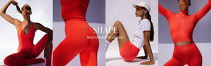 Banneri, joka esittelee uusimman julkaisumme – Shape sävyissä Tangerine ja Grey Melange.