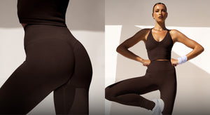 Malli pukeutuneena Chocolate Shape Seamless Set -asuun