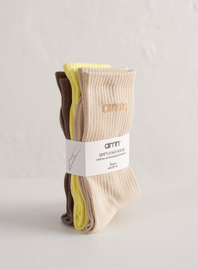 Café Au Lait/Lemonade/Espresso Aim'n Logo Socks 3-pack